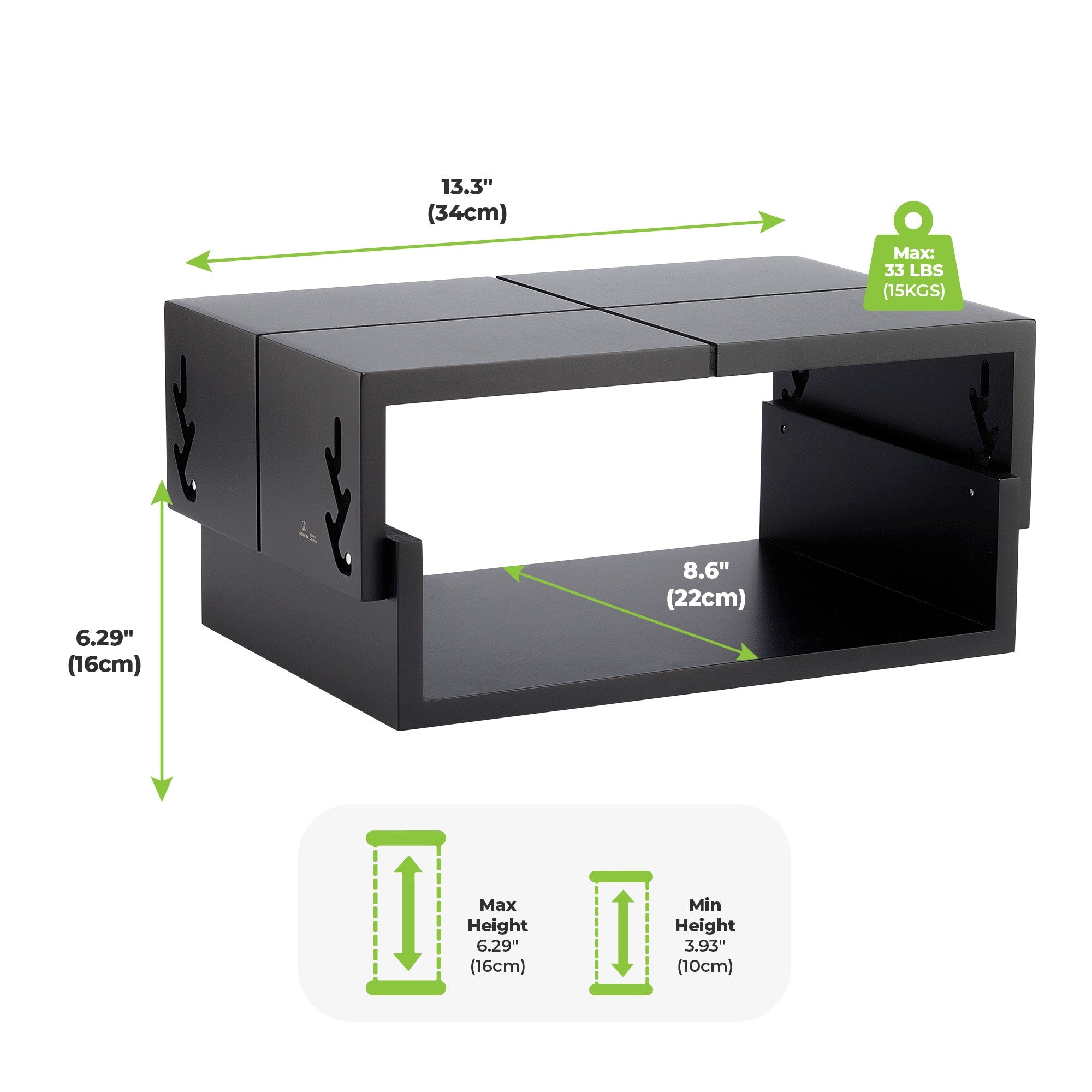 Black Adjustable Five Level Ergonomic Monitor Stand SpadezStore
