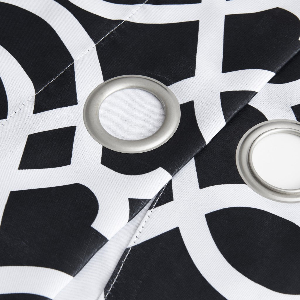 84" Jet Black Trellis Black Out Window Curtain Panel SpadezStore