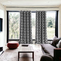 84" Jet Black Trellis Black Out Window Curtain Panel SpadezStore
