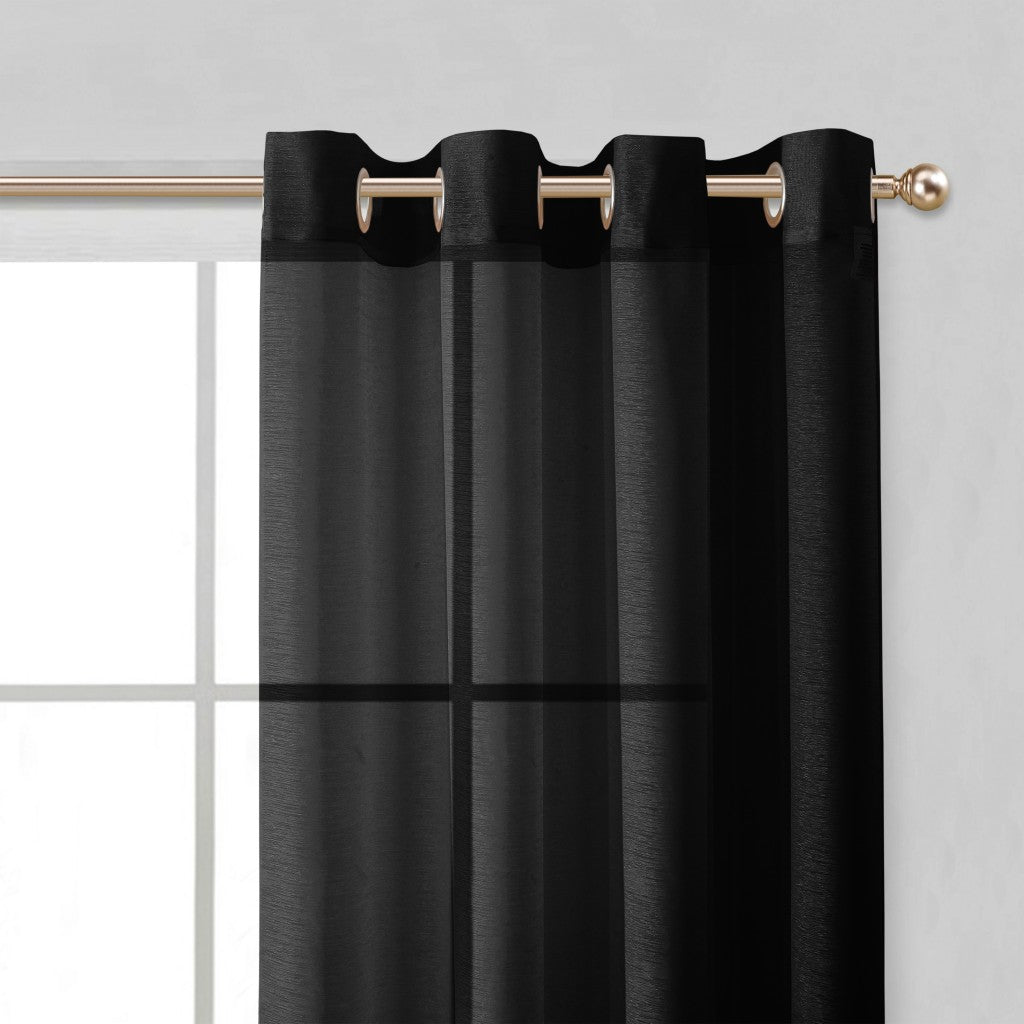 Set of Two 84" Black Solid Modern Window Panels SpadezStore
