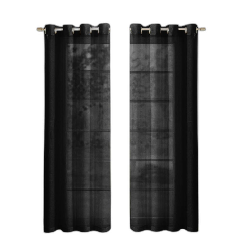 Set of Two 84" Black Solid Modern Window Panels SpadezStore