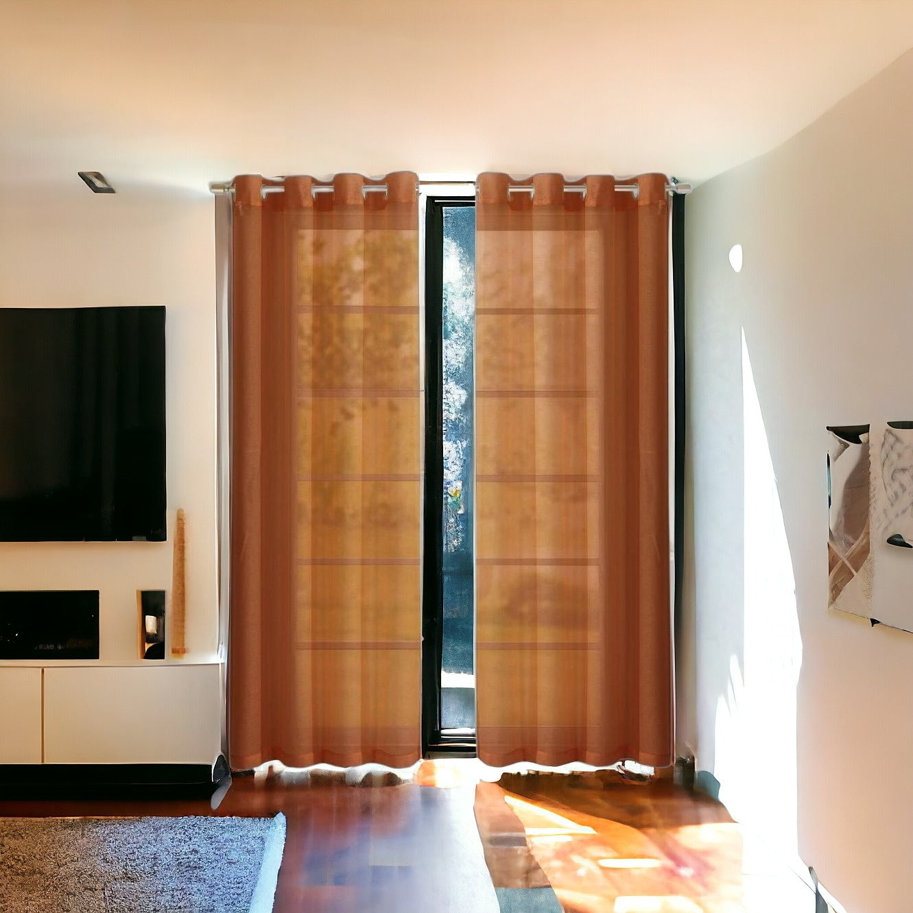 Set of Two 84" Rust Solid Modern Window Panels SpadezStore