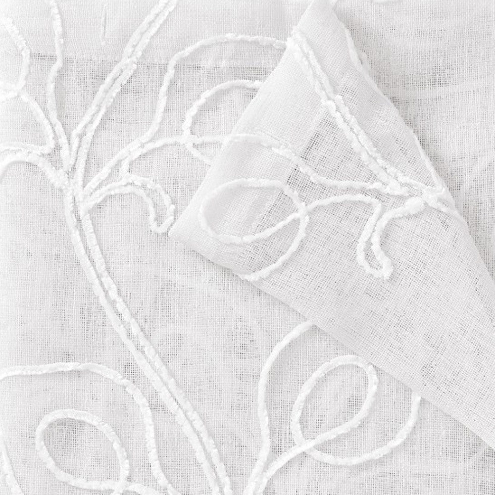 Set of Two 84" White Boho Embroidered Window Panels SpadezStore