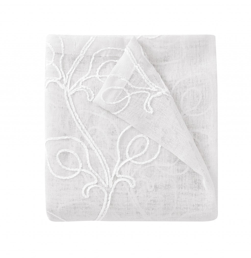 Set of Two 84" White Boho Embroidered Window Panels SpadezStore