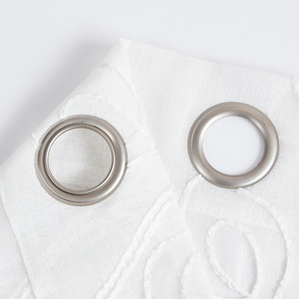 Set of Two 84" White Boho Embroidered Window Panels SpadezStore