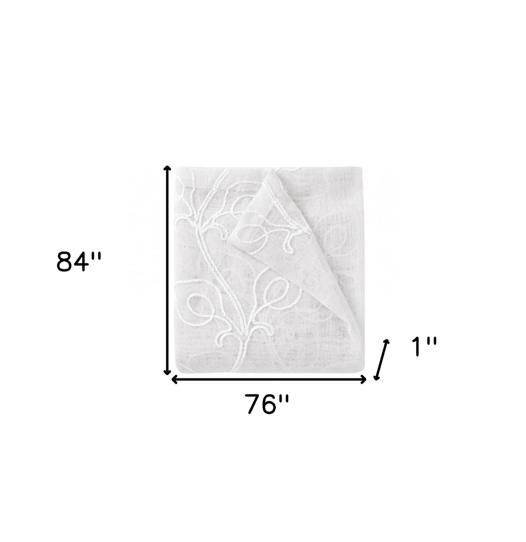 Set of Two 84" White Boho Embroidered Window Panels SpadezStore