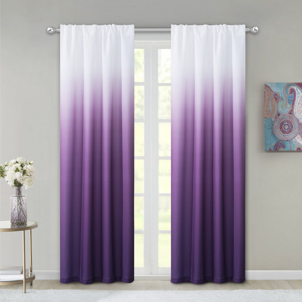 Set of Two 84" Purple Ombre Window Curtain Panels SpadezStore
