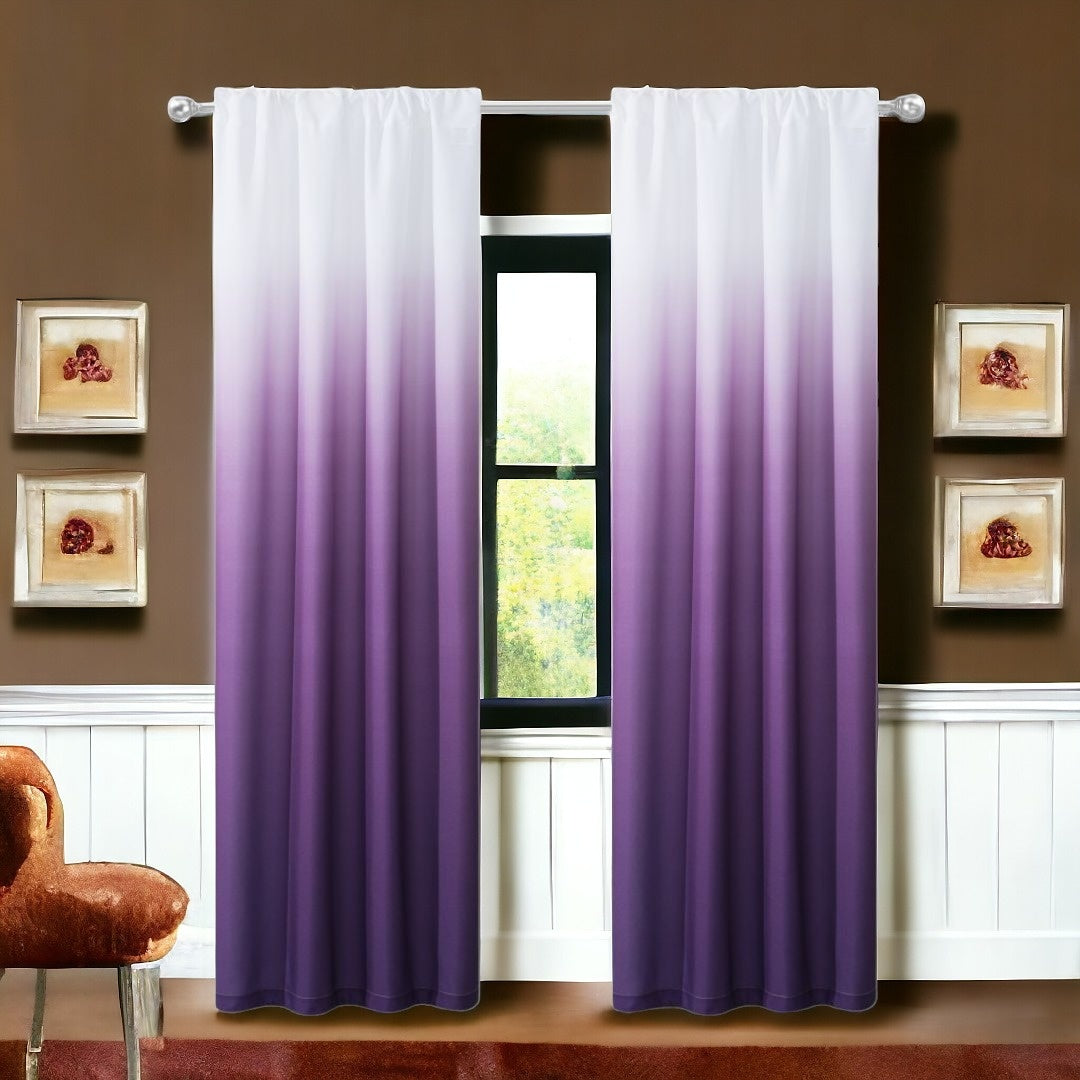 Set of Two 84" Purple Ombre Window Curtain Panels - Thumbnail 3