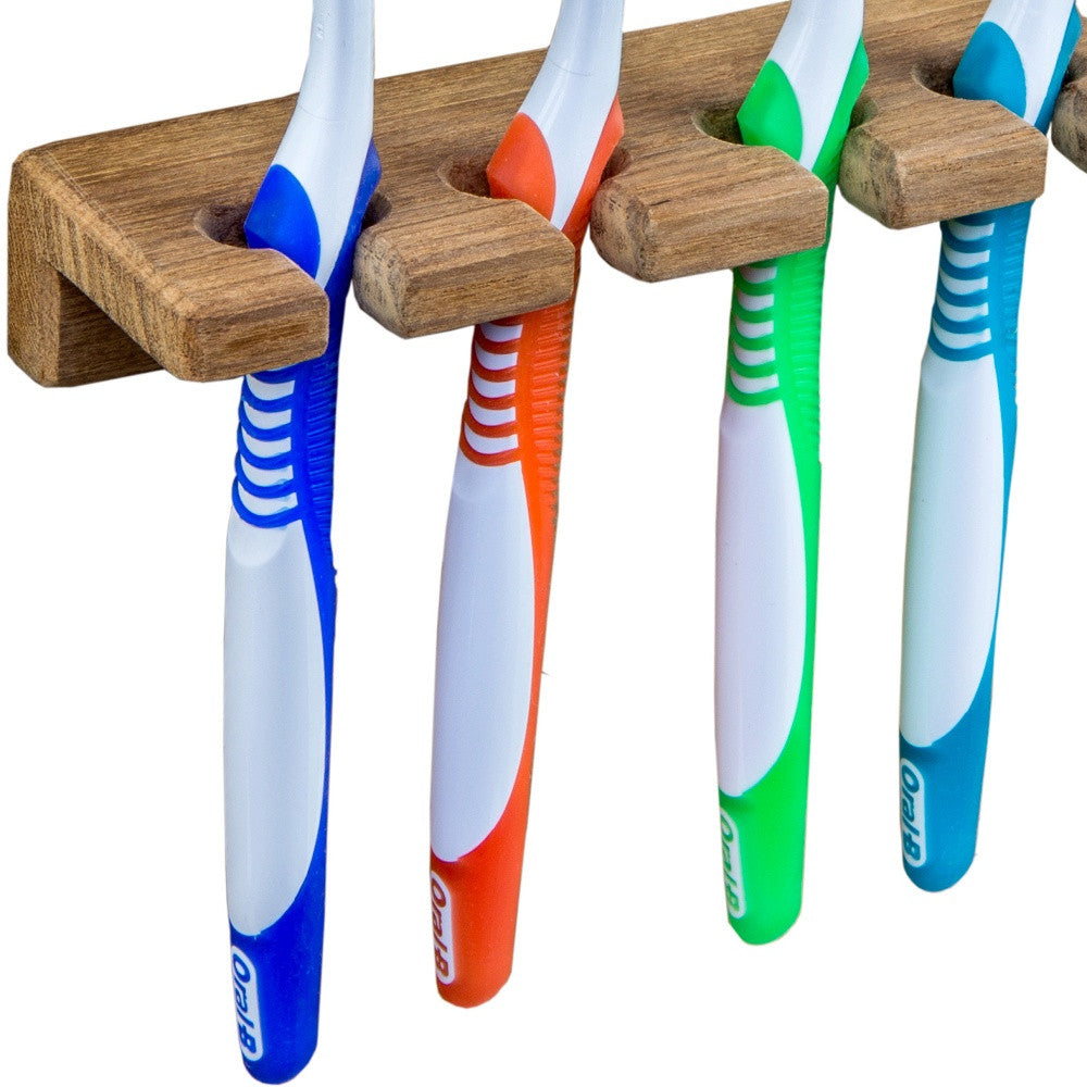Traditional Solid Teak Wall Mount Toothbrush Holder SpadezStore