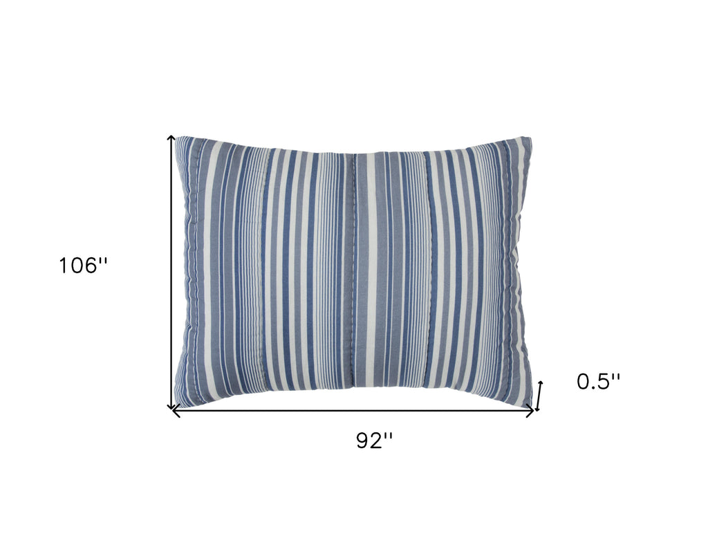 Blue And White Striped King Quilt SpadezStore