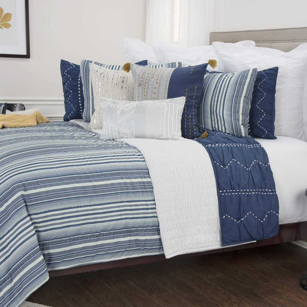 Blue And White Striped King Quilt SpadezStore