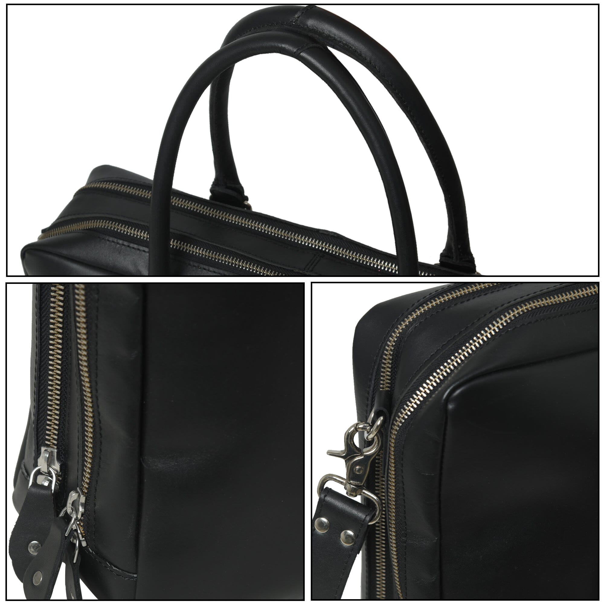 Classy Leather Bags Dixon Black Buffalo Leather Laptop Briefcase SpadezStore