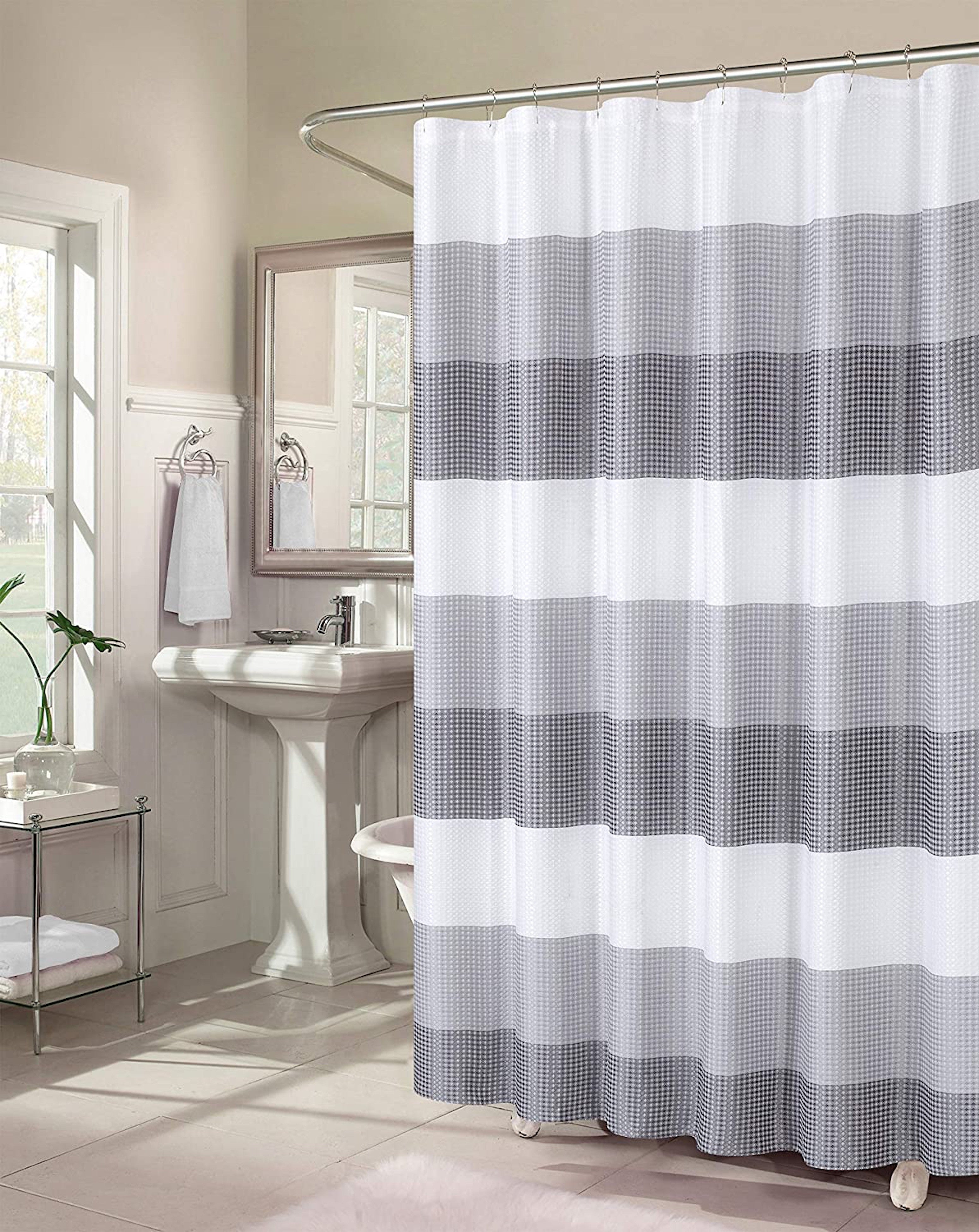 72" White and Gray Striped Shower Curtain