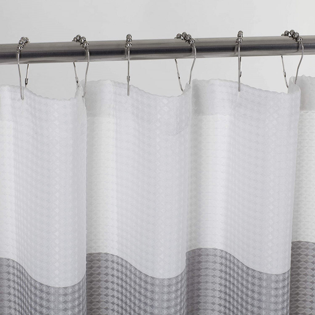 72" White and Gray Striped Shower Curtain