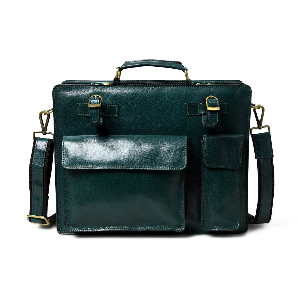 Classy Leather Bags Tuscany Italian Leather Briefcase, Green SpadezStore