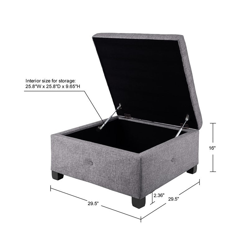 Madison Park Della Soft Close Storage Ottoman SpadezStore