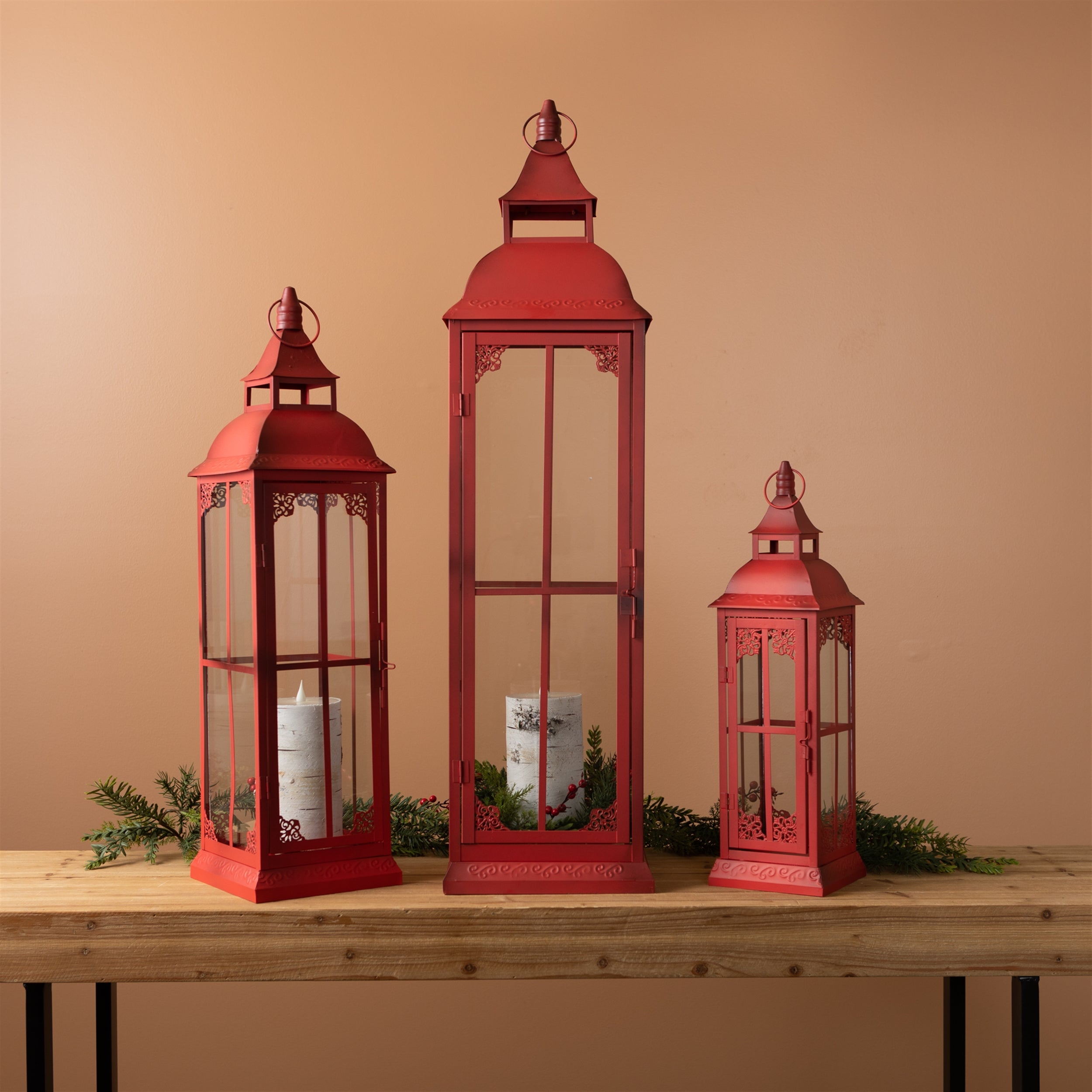 Ornamental Metal Floor Lantern Set of 3