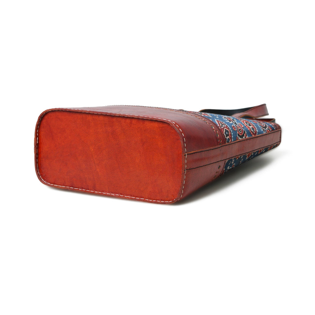 Classy Leather Bags Neela Ajrakh Leather Tote Bag