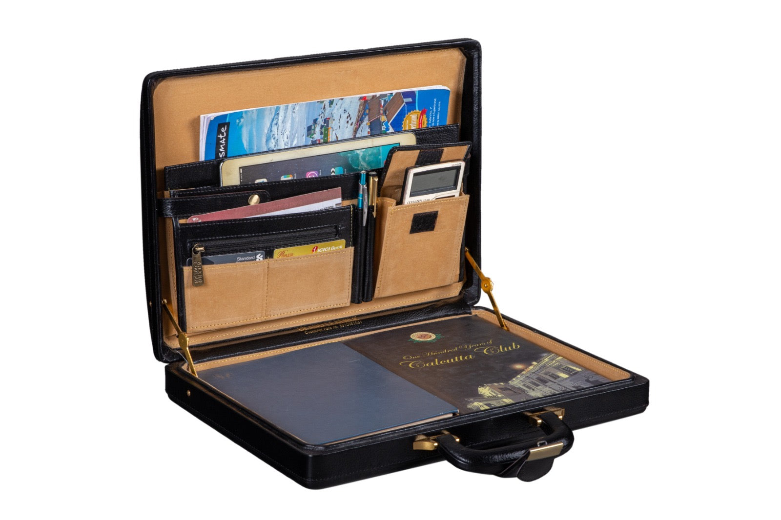Classy Leather Bags Leather Executive Men's Leather Attache Briefcase - Black