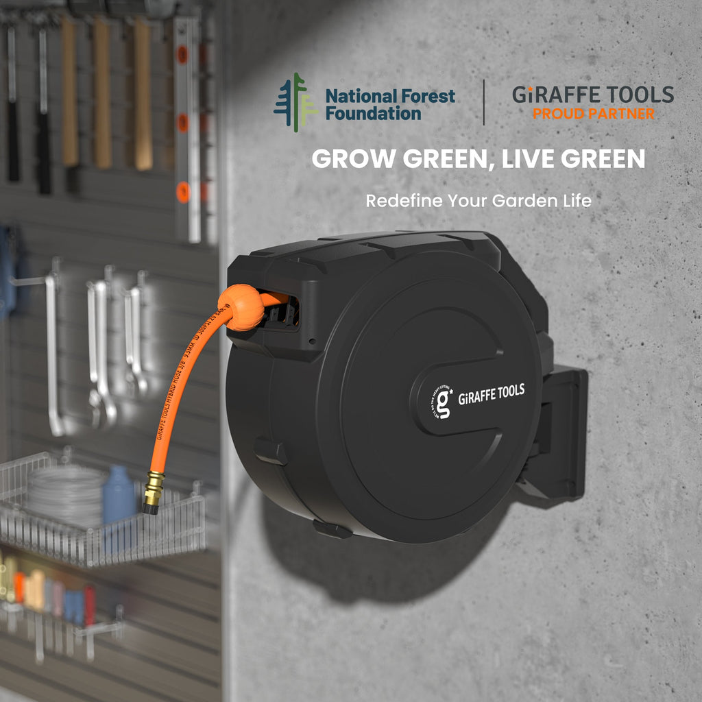 Giraffe Tools Retractable Air Hose Reel-PP Housing-3/8in-50ft SpadezStore