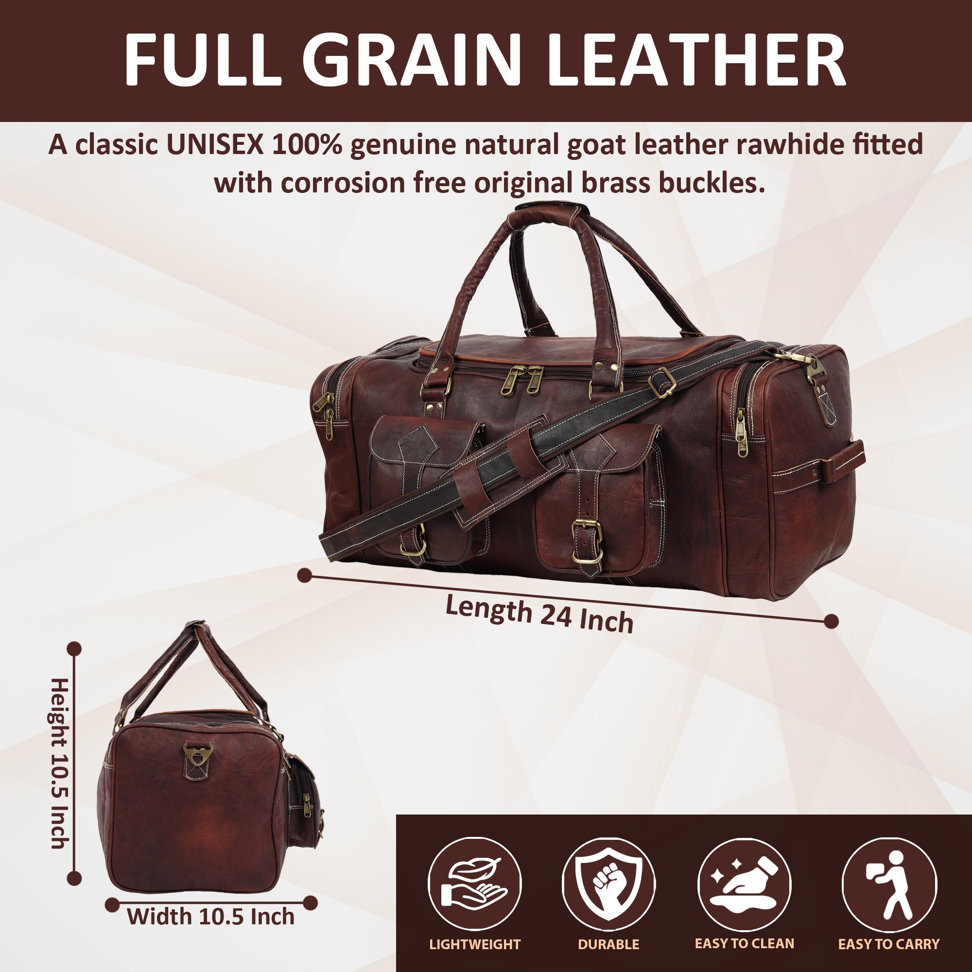 Classy Leather Bags Vintage Dark Brown Traveller Duffle Bag SpadezStore