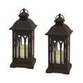 Black Metal Lantern with LED Candle Set of 2 SpadezStore