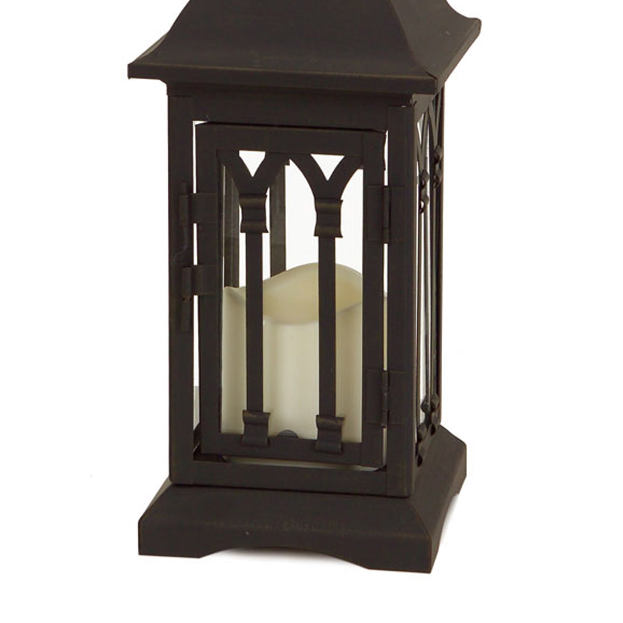 Black Metal Lantern with LED Candle - Thumbnail 3