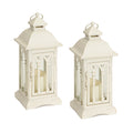 Ivory Metal Lantern with LED Candle Set of 2 SpadezStore