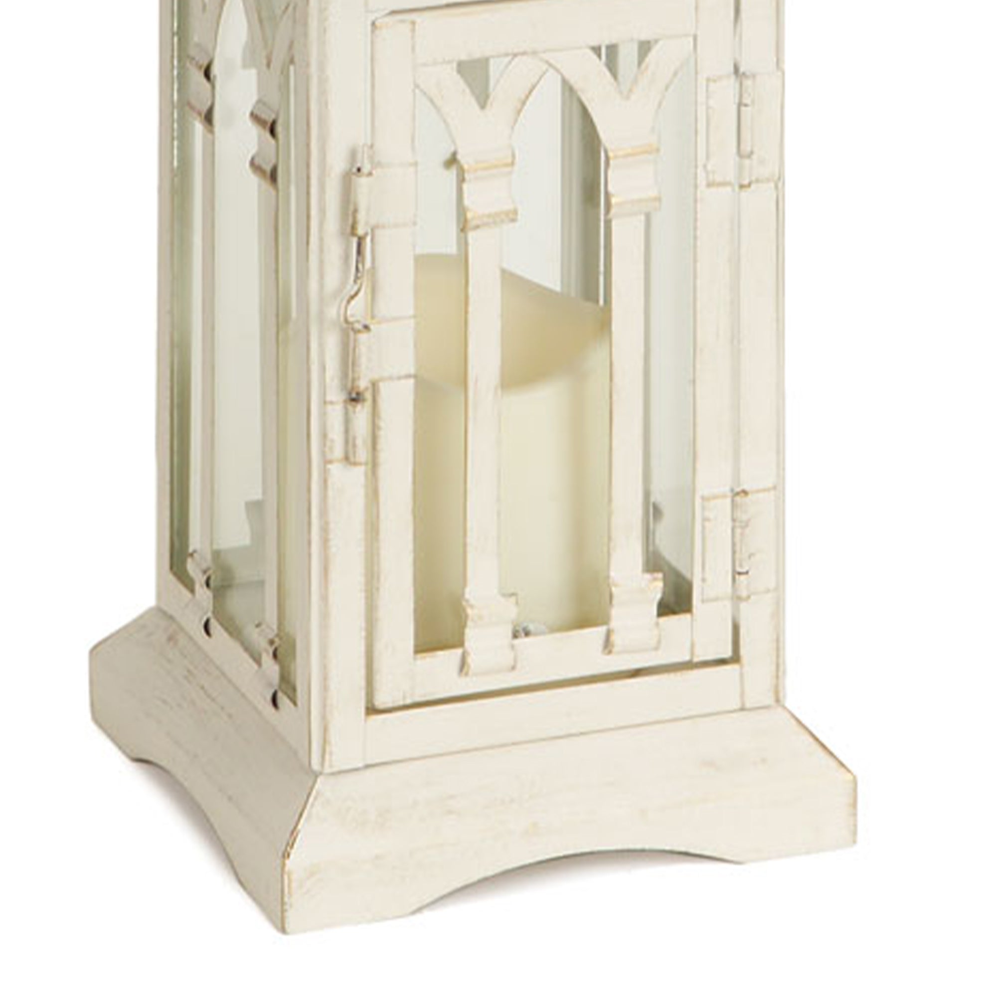 Ivory Metal Lantern with LED Candle Set of 2 SpadezStore