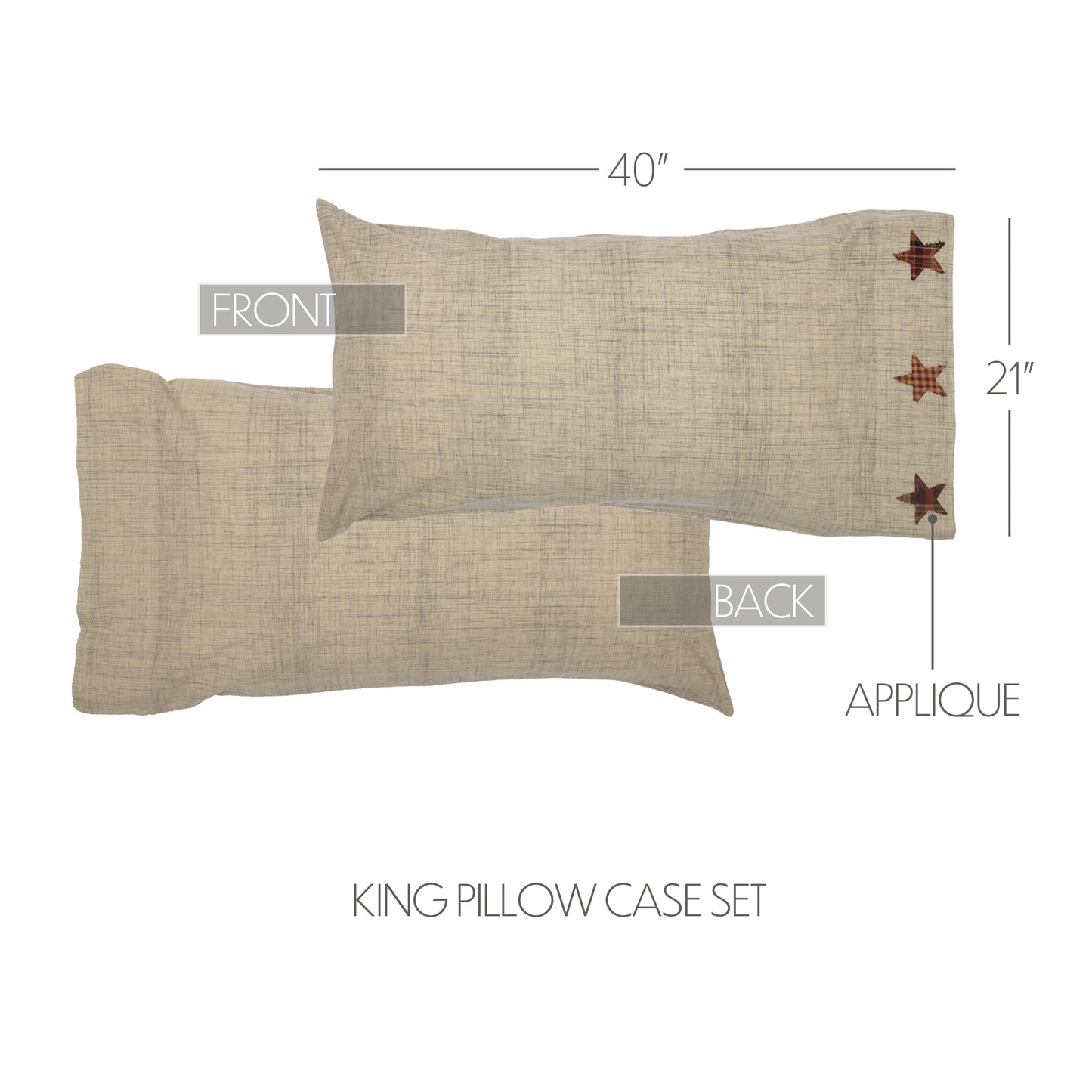 Abilene Star King Pillow Case Set of 2 21x40 SpadezStore