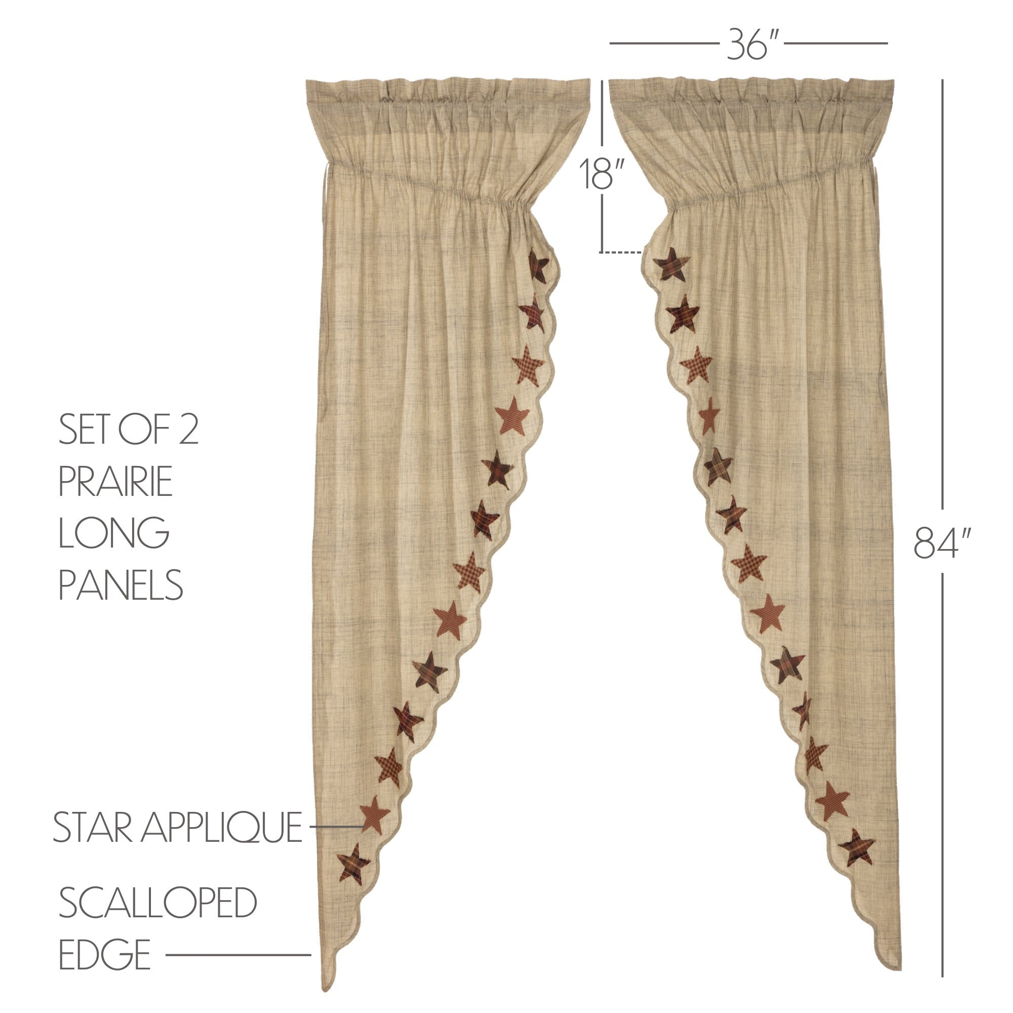 Abilene Star Prairie Long Panel Set of 2 84x36x18 SpadezStore