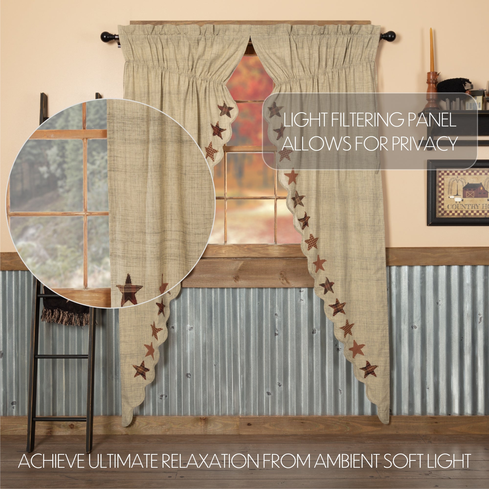 Abilene Star Prairie Long Panel Set of 2 84x36x18 SpadezStore