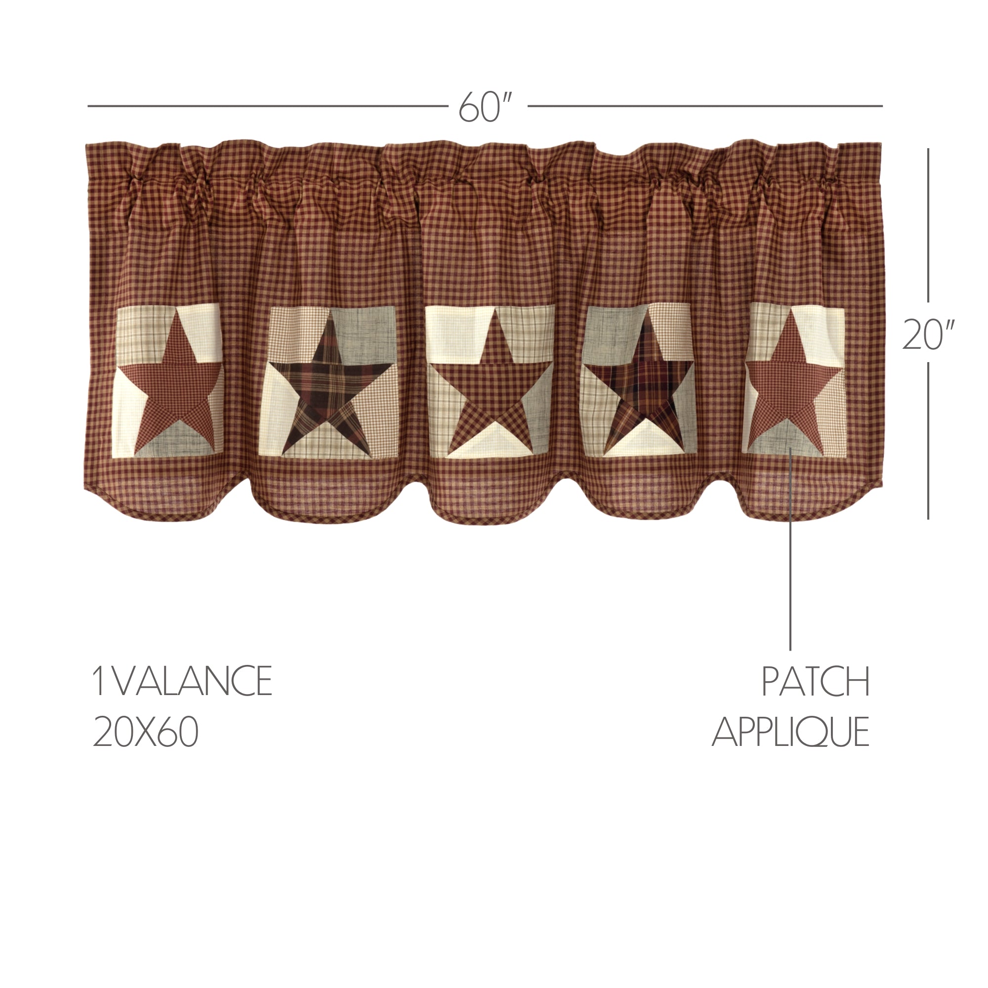Abilene Patch Block and Star Valance 20x60 SpadezStore