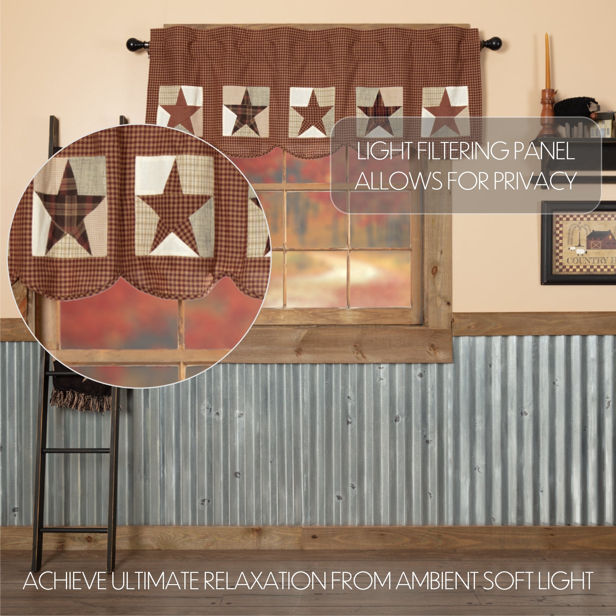 Abilene Patch Block and Star Valance 20x60 SpadezStore