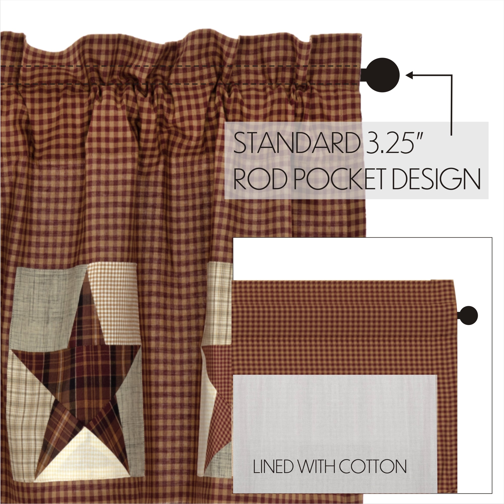 Abilene Patch Block and Star Valance 20x60 SpadezStore