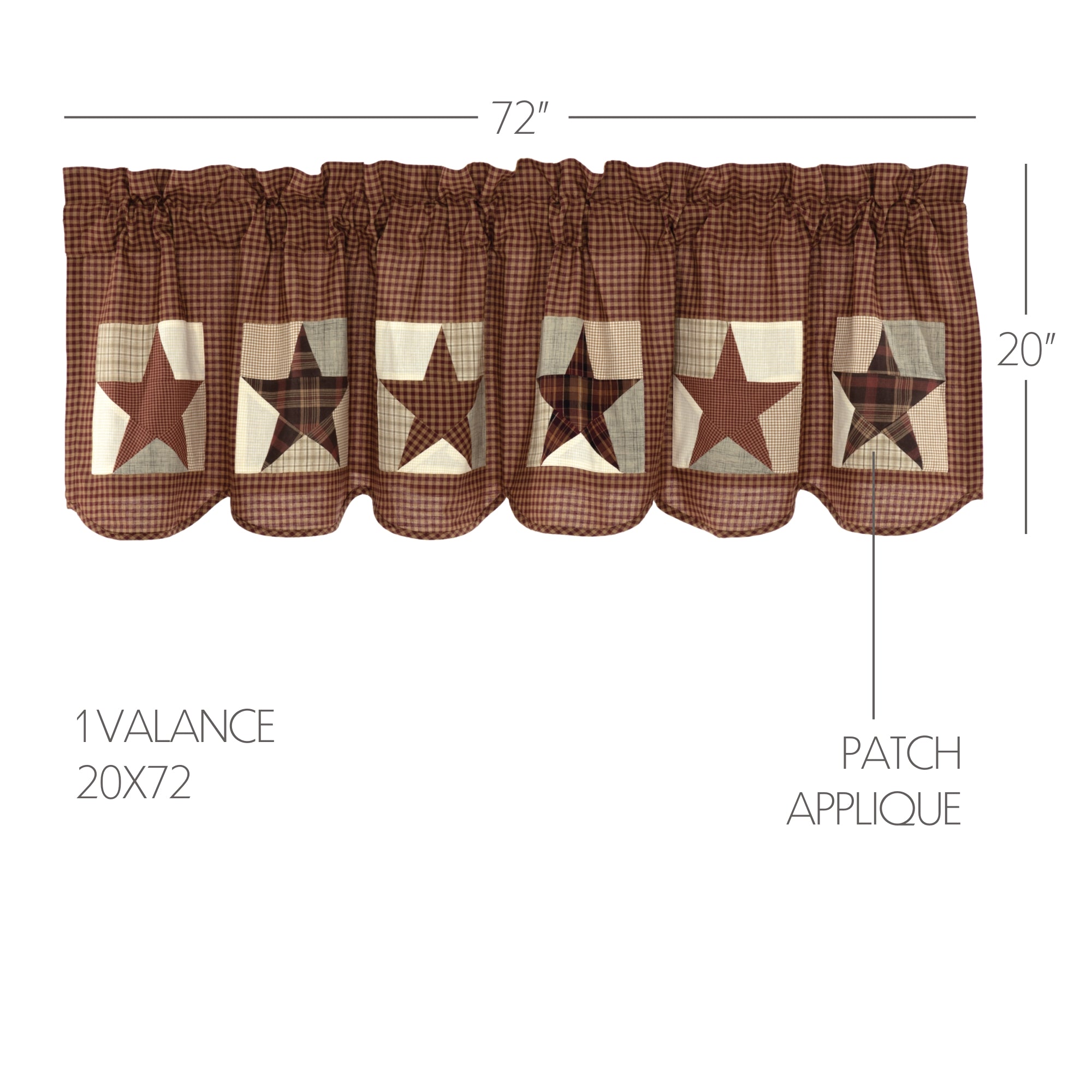Abilene Patch Block and Star Valance 20x72 SpadezStore