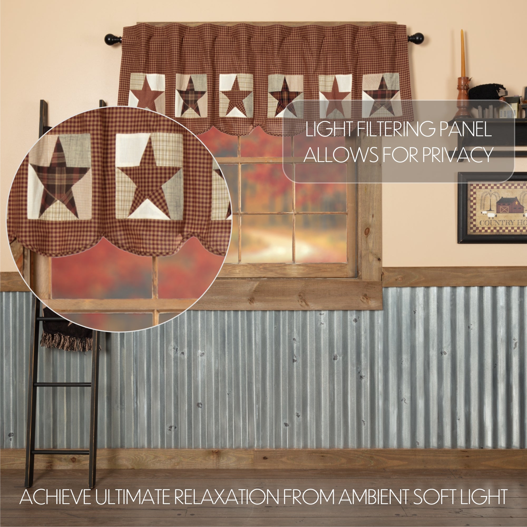 Abilene Patch Block and Star Valance 20x72 SpadezStore