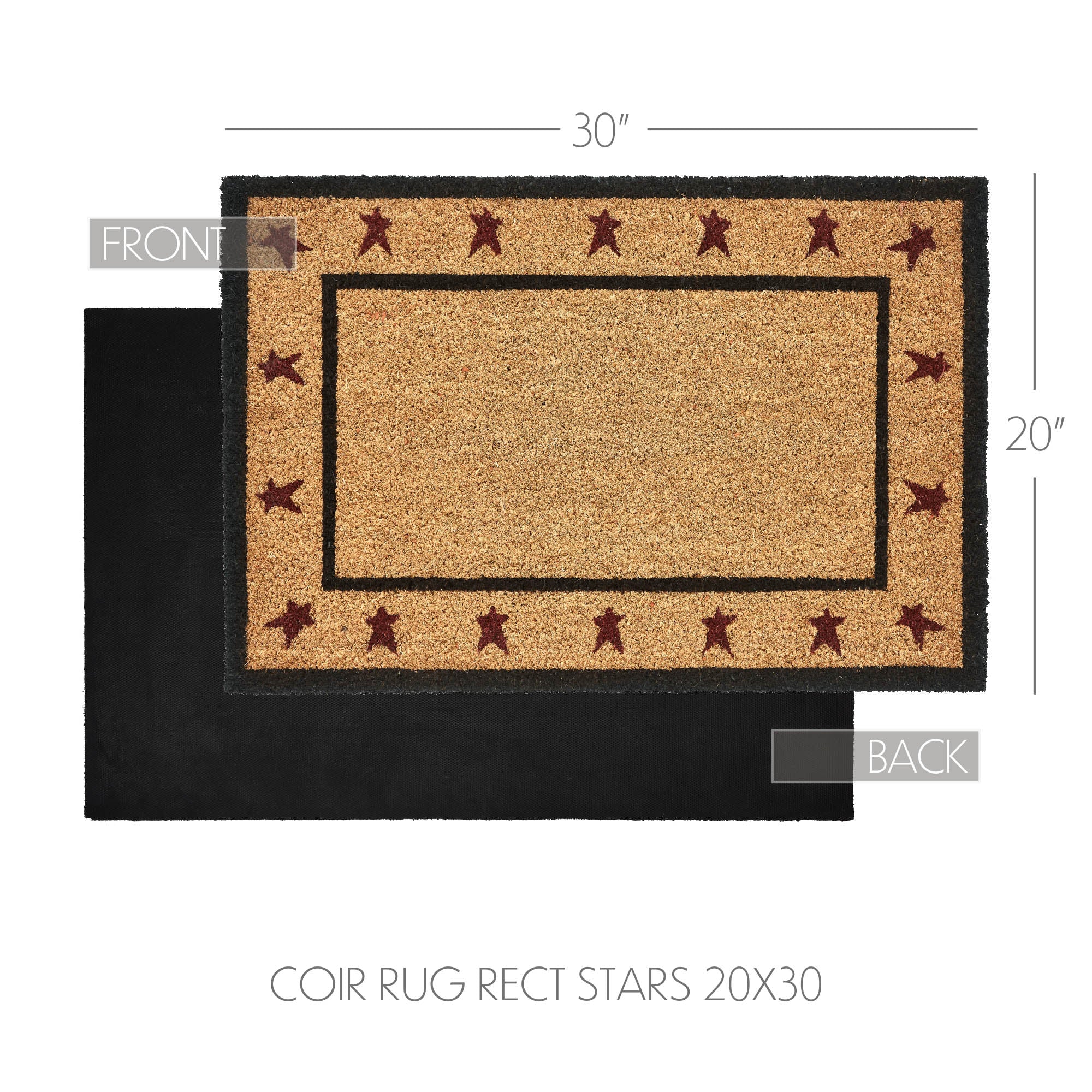 Connell Coir Rug Rect Stars 20x30 SpadezStore
