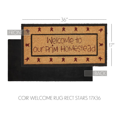 Connell Coir Welcome Rug Rect Stars 17x36 SpadezStore