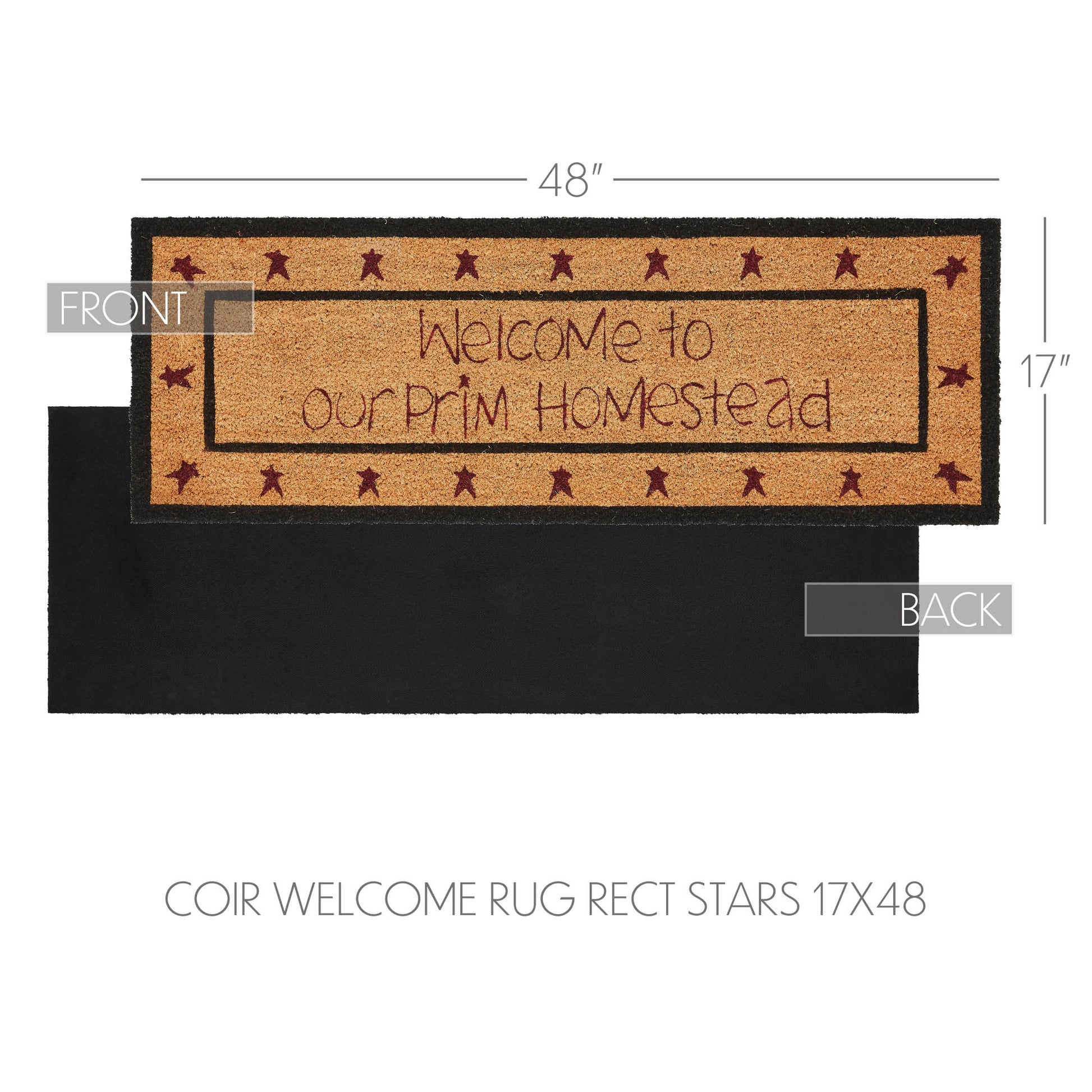 Connell Coir Welcome Rug Rect Stars 17x48 SpadezStore