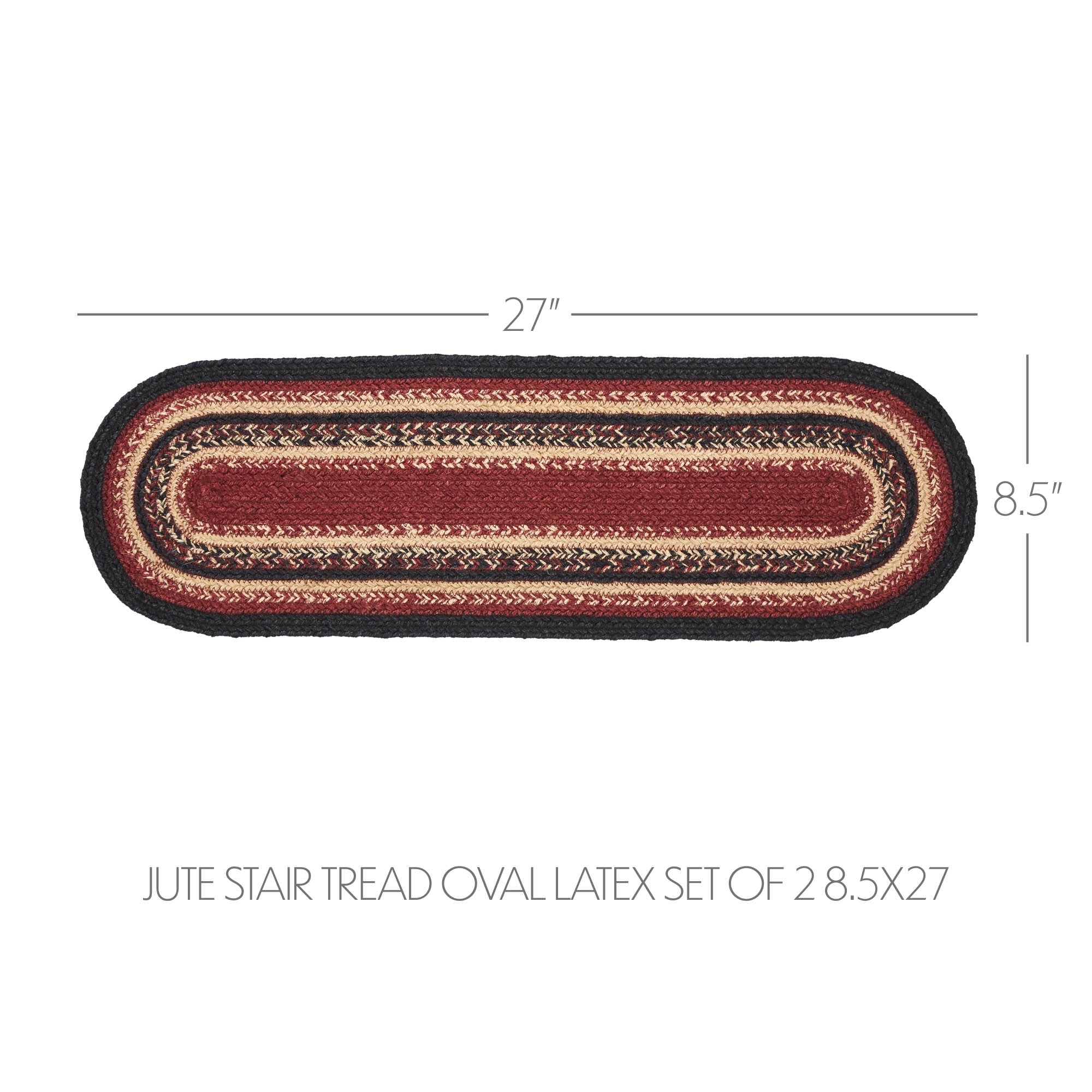 Connell Jute Stair Tread Oval Latex Set of 2 8.5x27 SpadezStore