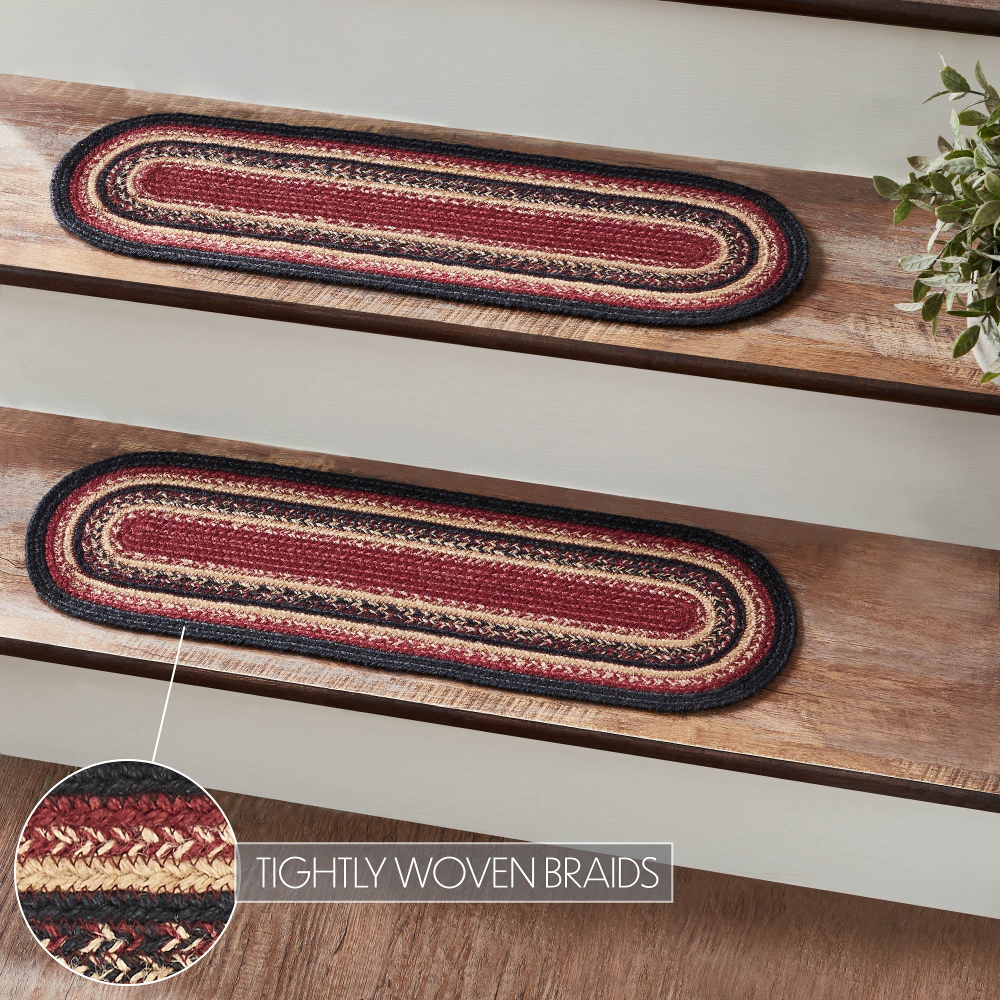 Connell Jute Stair Tread Oval Latex Set of 2 8.5x27 SpadezStore