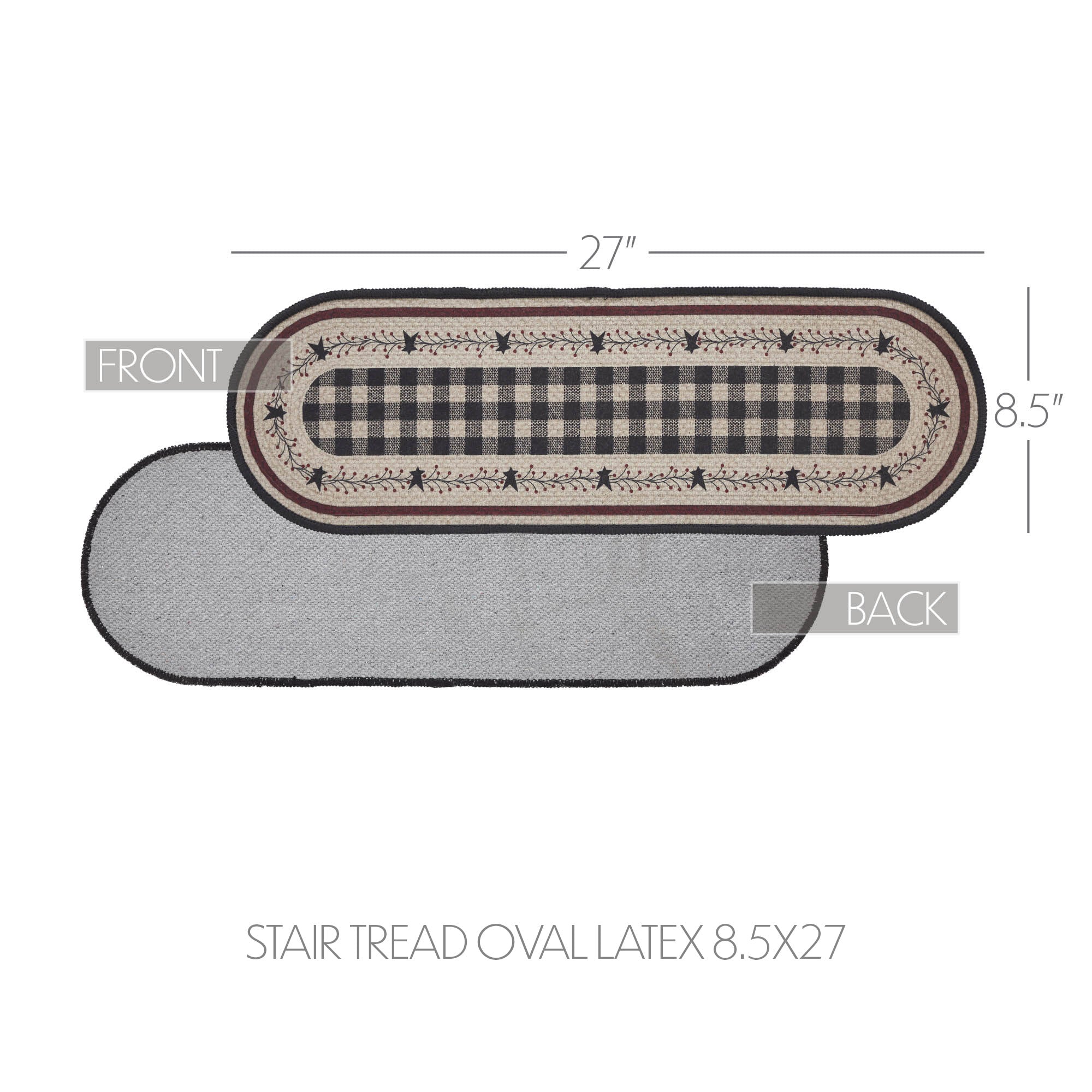 Pip Vinestar Indoor/Outdoor Stair Tread Oval Latex 8.5x27 SpadezStore