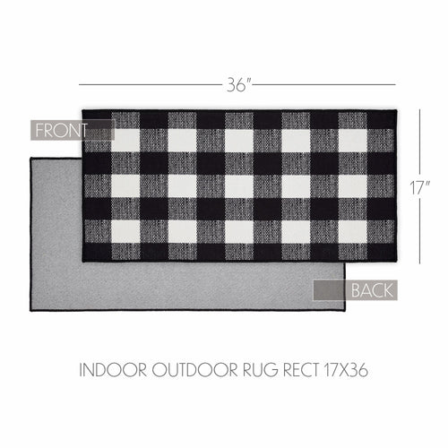 Annie Buffalo Check Black Indoor/Outdoor Rug Rect 17x36 SpadezStore
