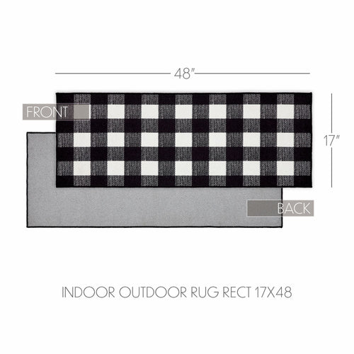 Annie Buffalo Check Black Indoor/Outdoor Rug Rect 17x48 SpadezStore