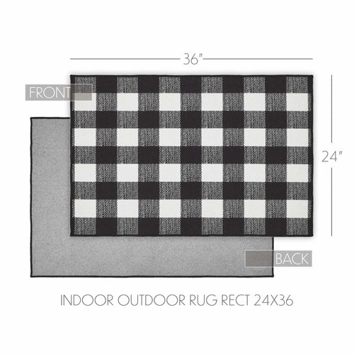 Annie Buffalo Check Black Indoor/Outdoor Rug Rect 24x36 SpadezStore
