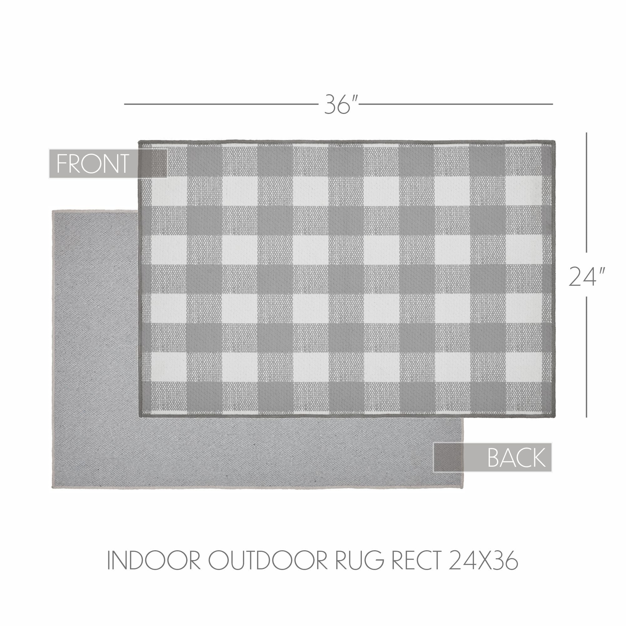 Annie Buffalo Check Grey Indoor/Outdoor Rug Rect 24x36 SpadezStore