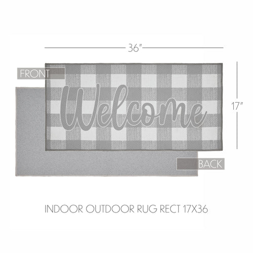 Annie Buffalo Check Grey Welcome Indoor/Outdoor Rug Rect 17x36 SpadezStore