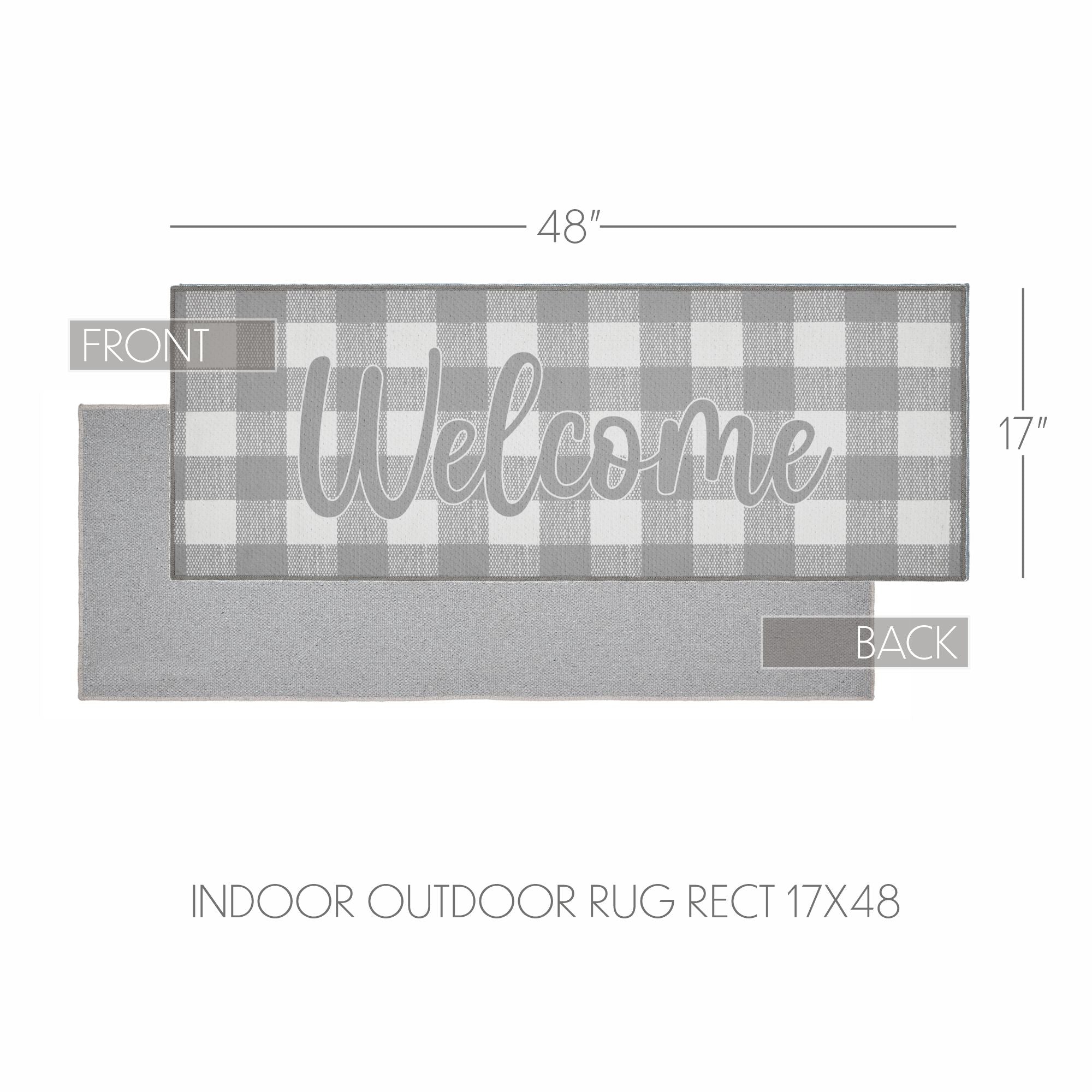 Annie Buffalo Check Grey Welcome Indoor/Outdoor Rug Rect 17x48 SpadezStore