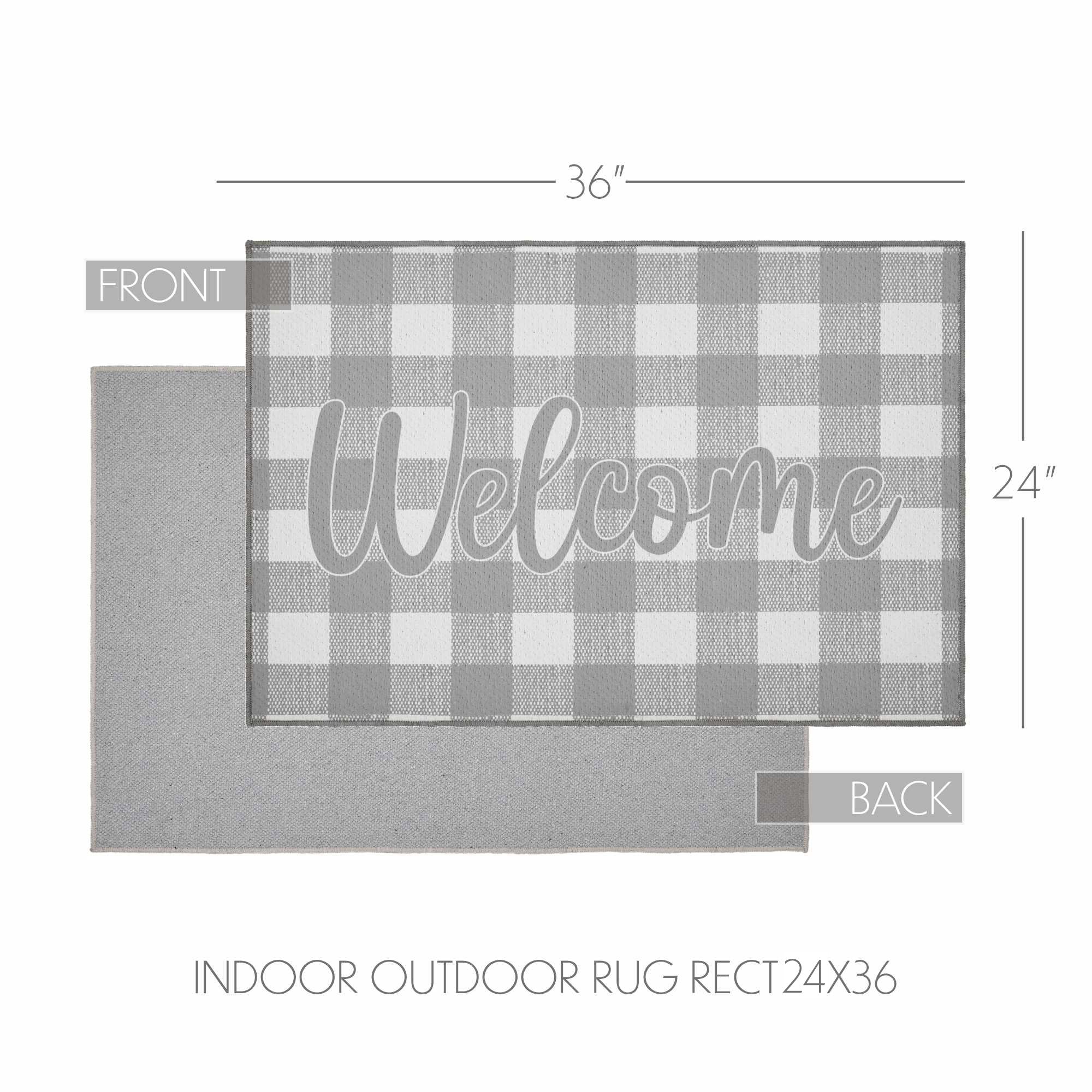 Annie Buffalo Check Grey Welcome Indoor/Outdoor Rug Rect 24x36 SpadezStore